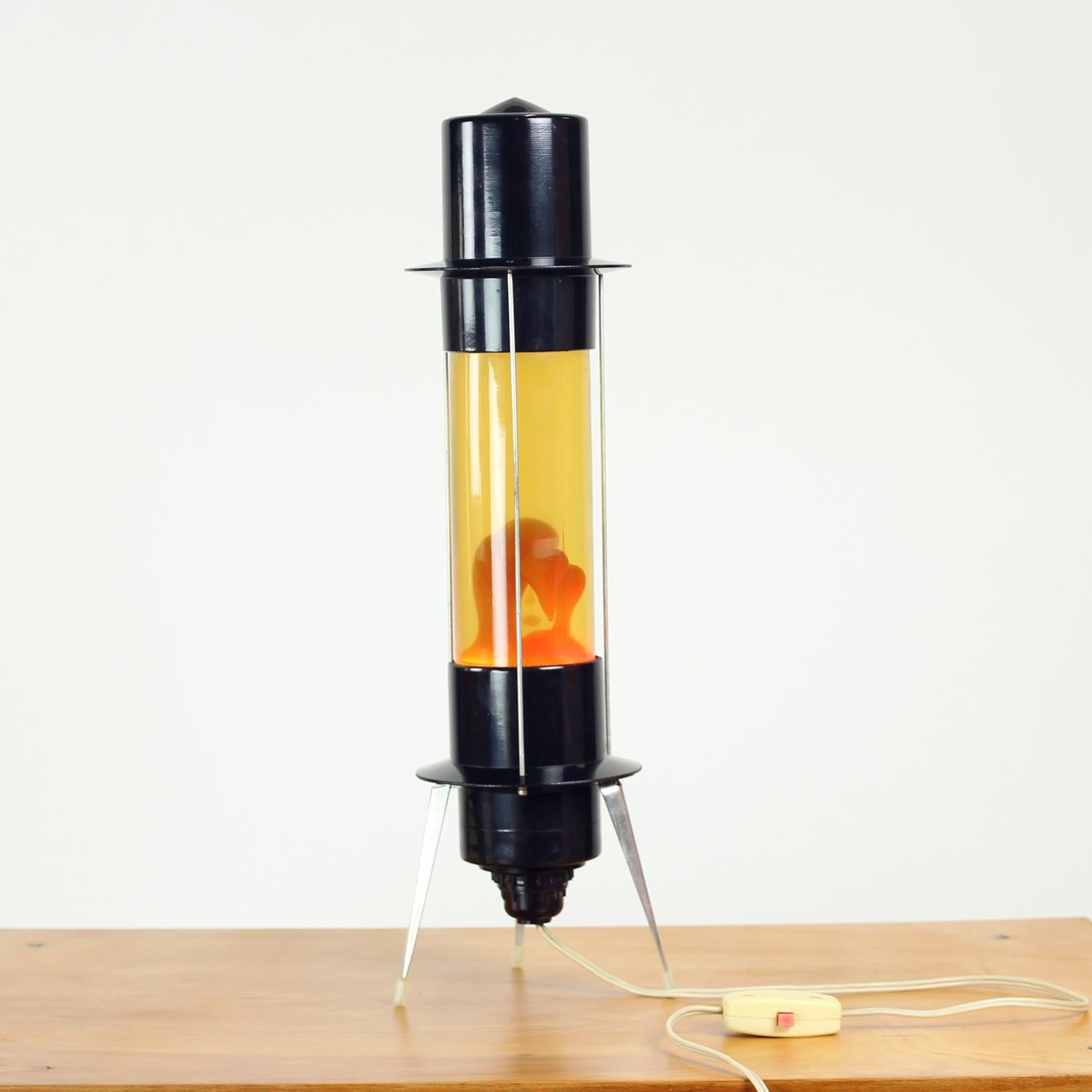 A rare and authentic Soviet Space Age lava lamp, produced in Russia during the height of the 1960s fascination with cosmic design. This exceptional piece was originally imported to Czechoslovakia, where it has been carefully preserved. Original