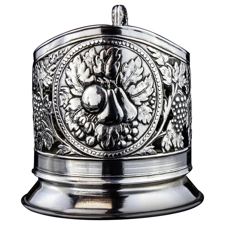 Vintage Soviet Union Silver Tea Glass Holder For Sale at 1stDibs