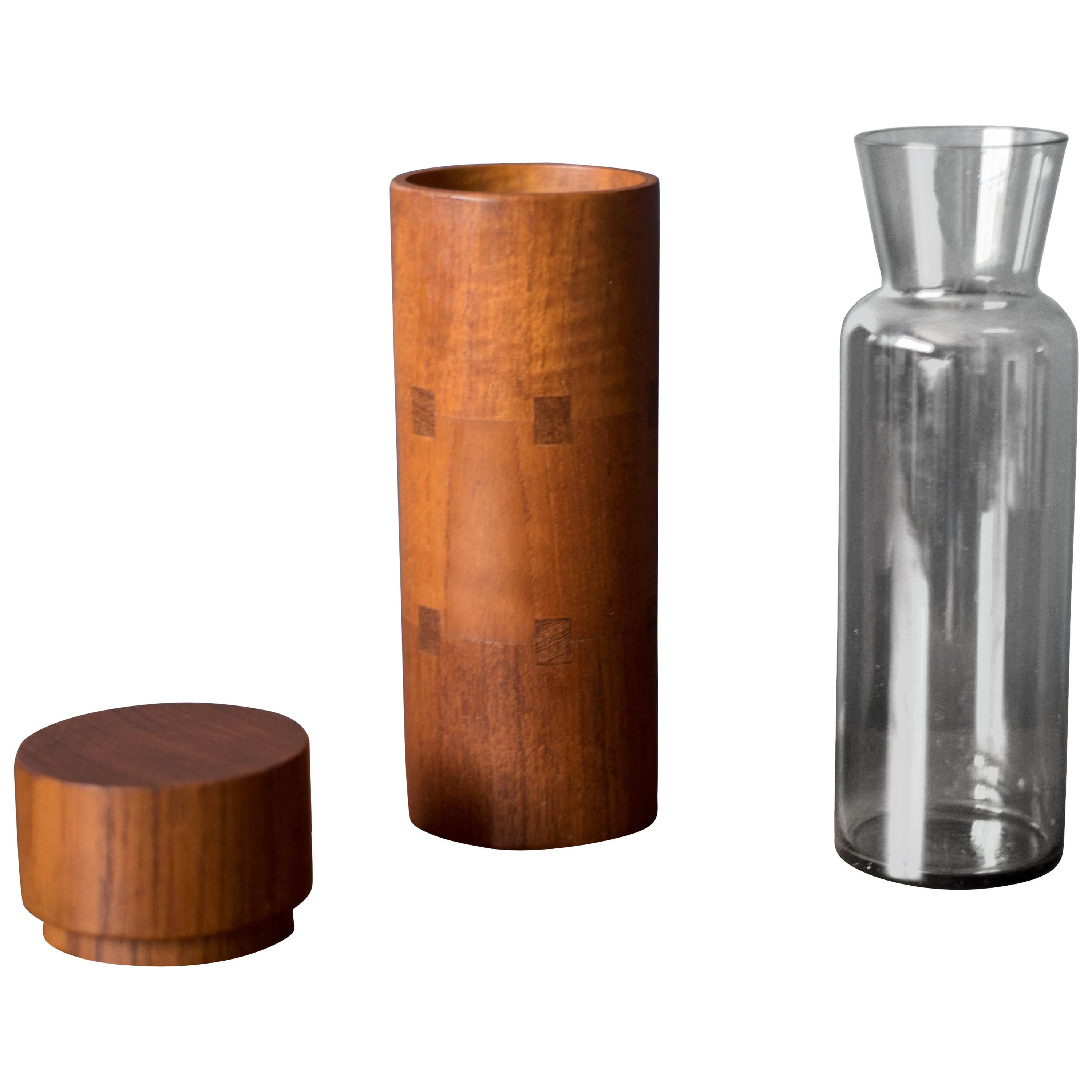 Vintage Sowe Konst Vase and Teak Cylinder Case