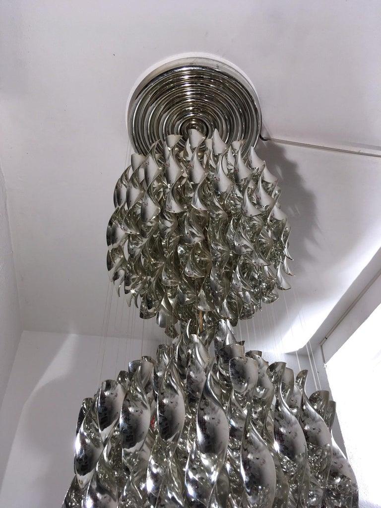 Space Age Vintage SP2 Silver Spiral Pendant Lamp by Verner Panton for J. Lüber, ca. 1968 For Sale