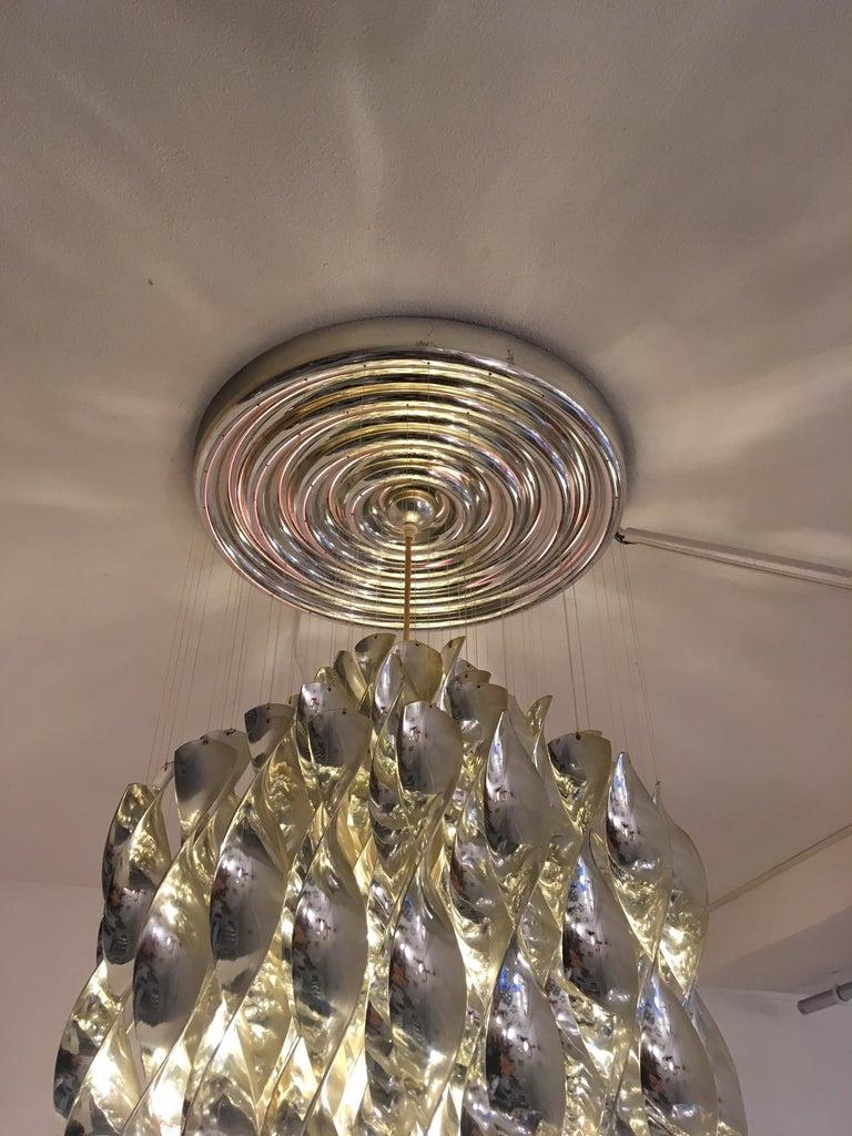 Swiss Vintage SP2 Silver Spiral Pendant Lamp by Verner Panton for J. Lüber, ca. 1968 For Sale