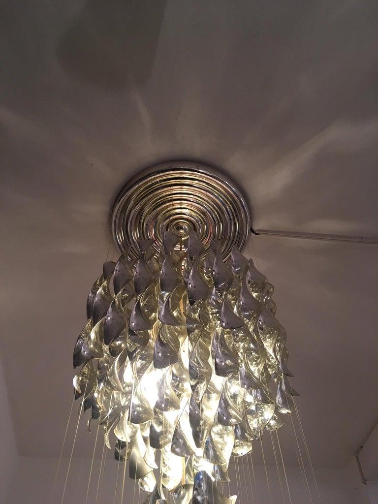 Vintage SP2 Silver Spiral Pendant Lamp by Verner Panton for J. Lüber, ca. 1968 In Good Condition In Geneva, CH