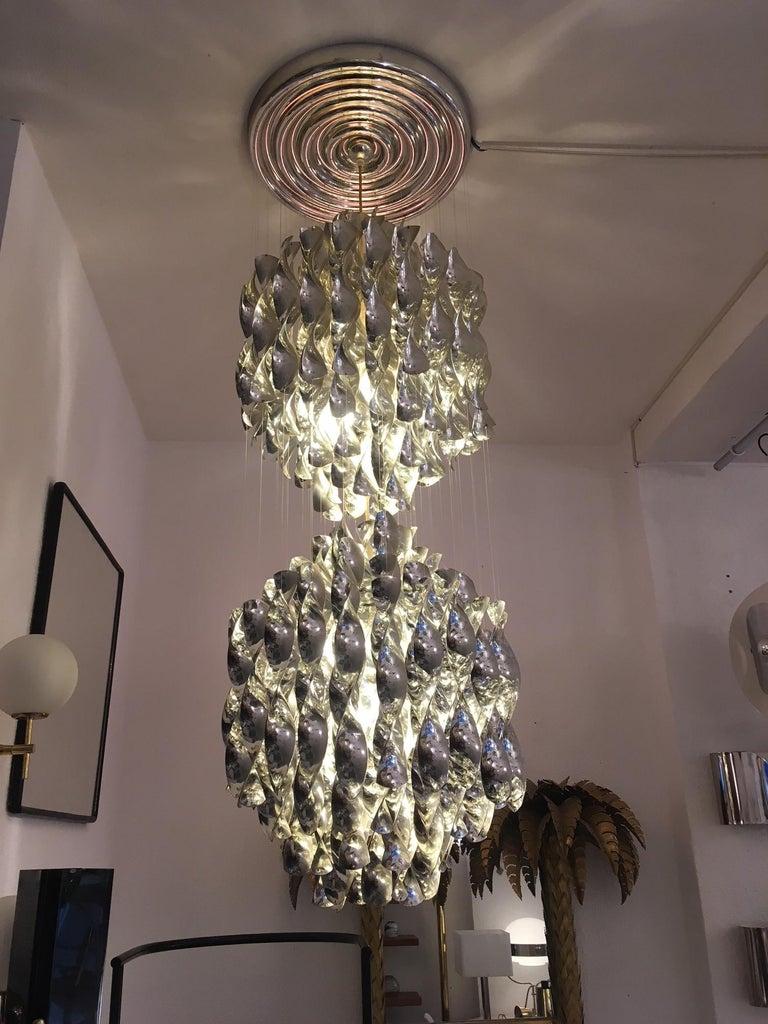 Mid-20th Century Vintage SP2 Silver Spiral Pendant Lamp by Verner Panton for J. Lüber, ca. 1968