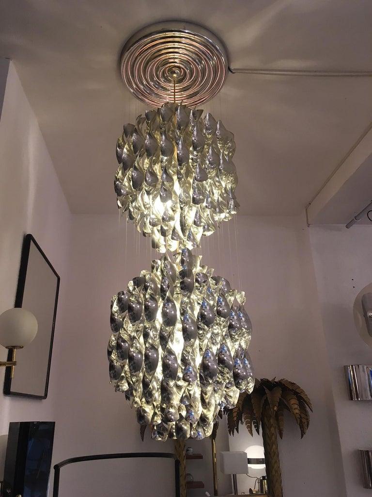 Mid-20th Century Vintage SP2 Silver Spiral Pendant Lamp by Verner Panton for J. Lüber, ca. 1968 For Sale