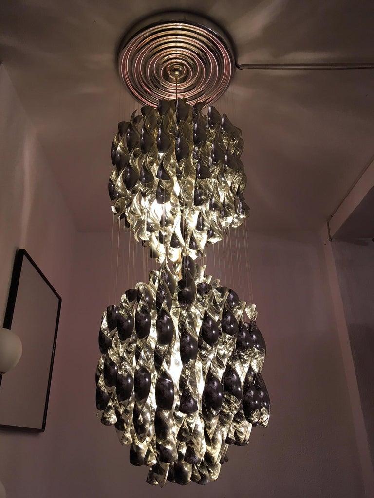 Acrylic Vintage SP2 Silver Spiral Pendant Lamp by Verner Panton for J. Lüber, ca. 1968