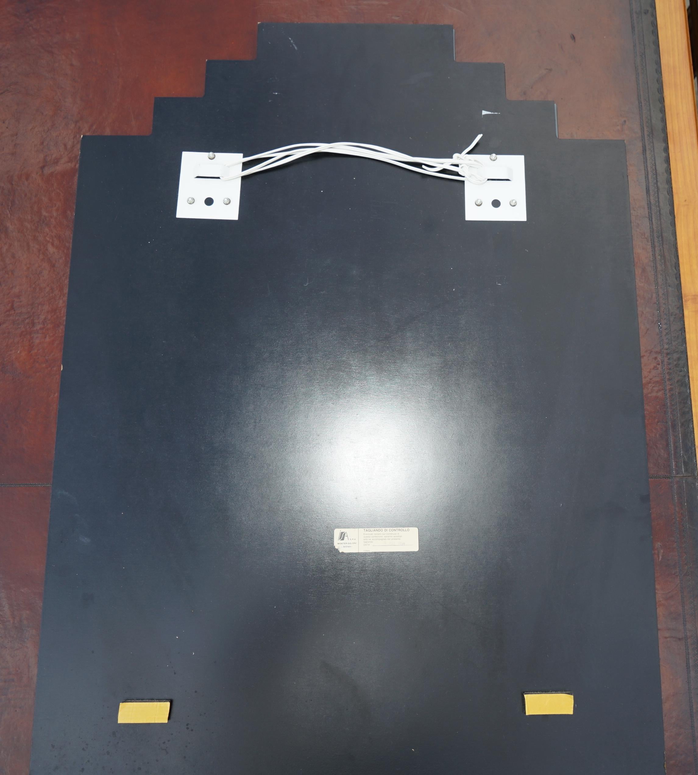 VINTAGE S.P.A MONTERIGGIONI SIENA ART DECO STYLE BEVELLED MiRROR BLACK GLASS en vente 2