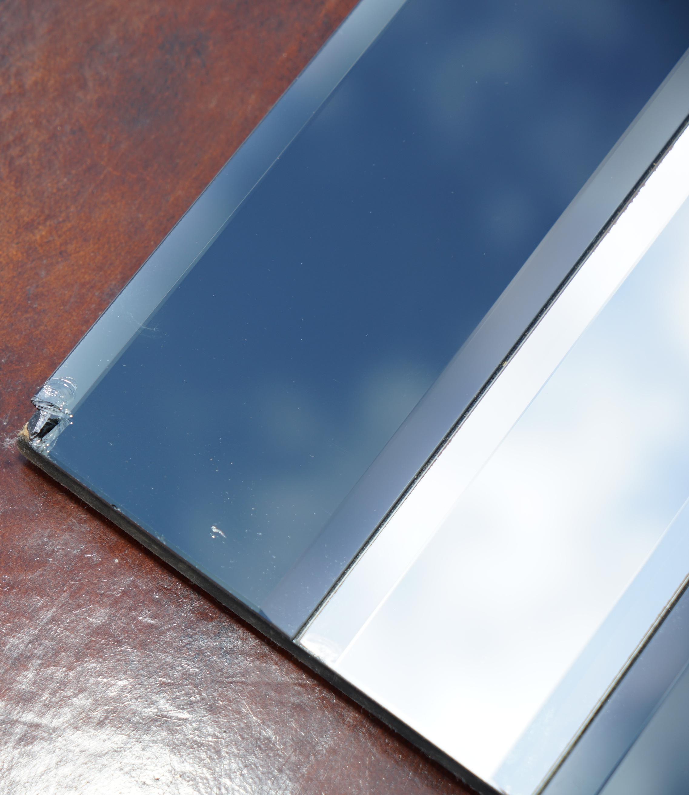 VINTAGE S.P.A MONTERIGGIONI SIENA ART DECO STYLE BEVELLED MiRROR BLACK GLASS en vente 1