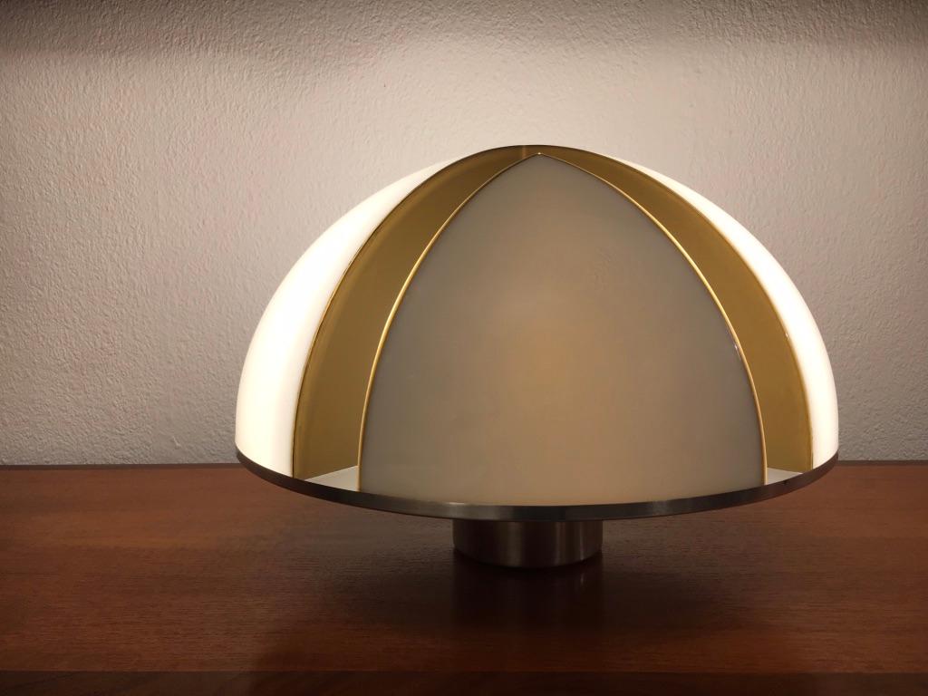 European Vintage Space Age Acrylic & Steel Mushroom Table Lamp ca. 1970s For Sale