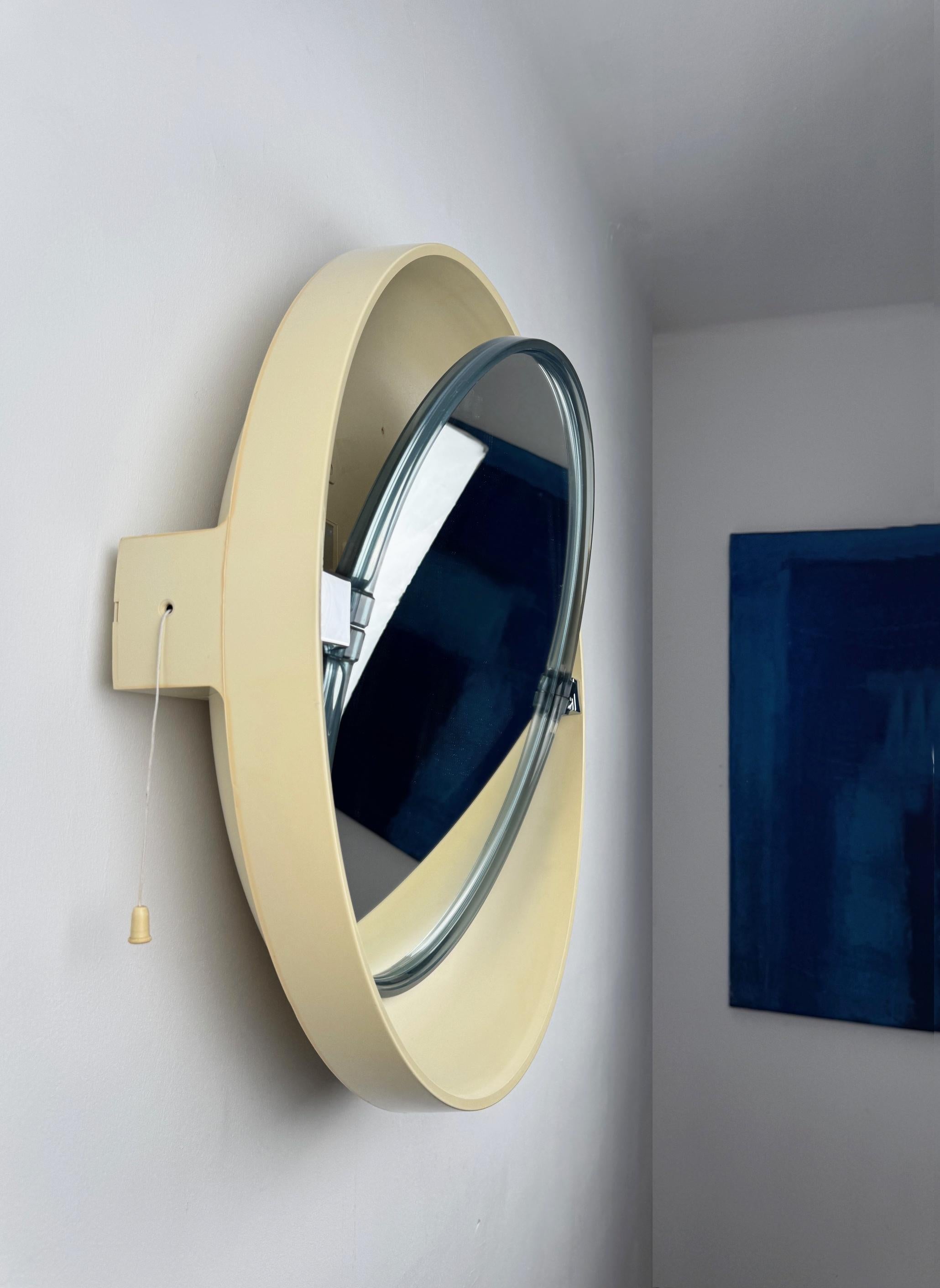 Vintage Space Age Allibert Beleuchteter Spiegel mod. A40- Mid-Century Modern im Zustand „Gut“ im Angebot in BARCELONA, ES
