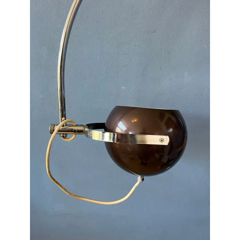 European Vintage Space Age Arc Eyeball Wall Lamp in Brown by Herda, 70s For Sale