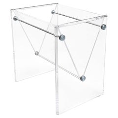 Vintage Space AGE Porte-revues architectural en Lucite poli et Chrome