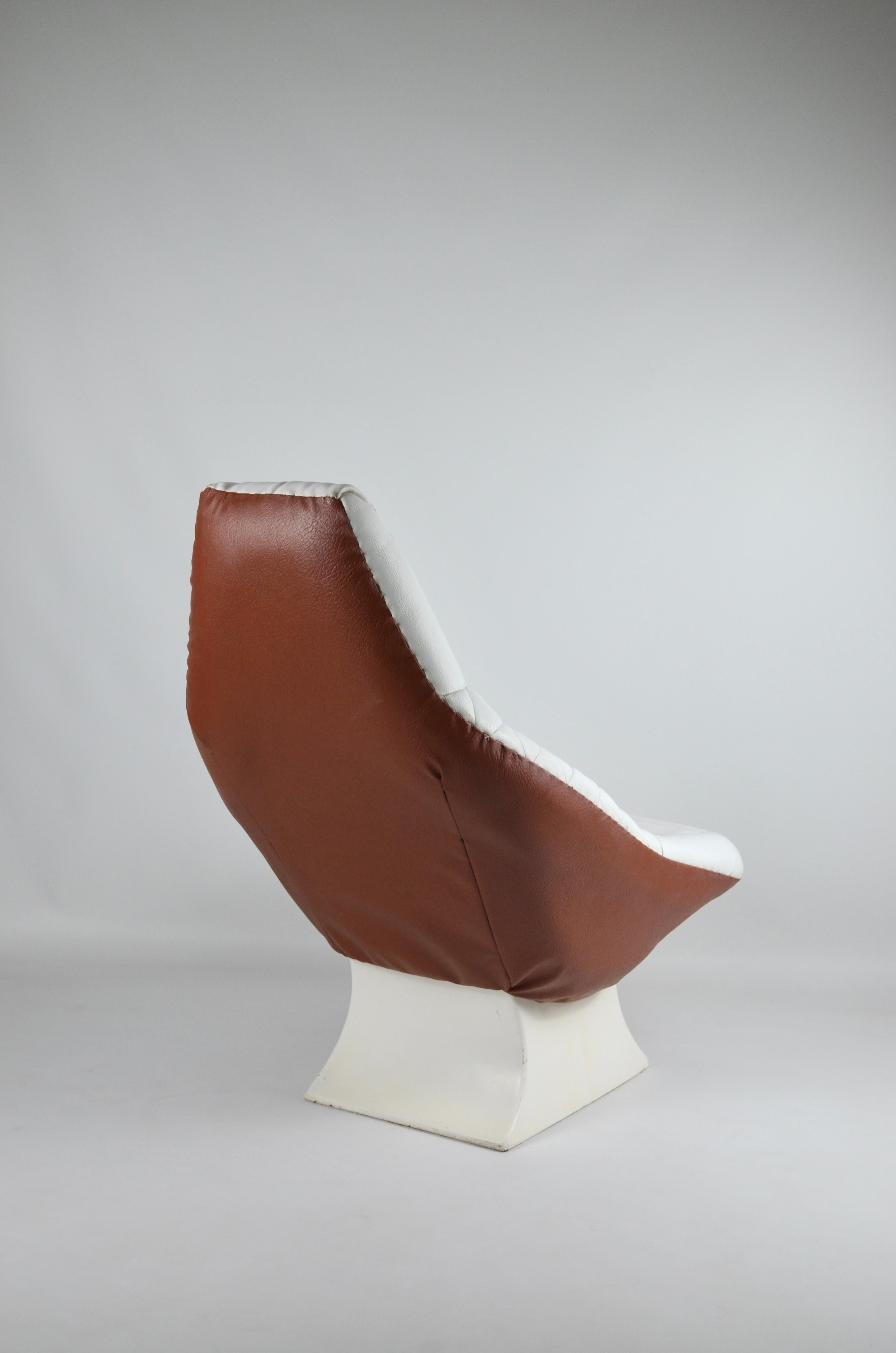 Space Age vintage space age armchair, leather and fiberglass, 1970's