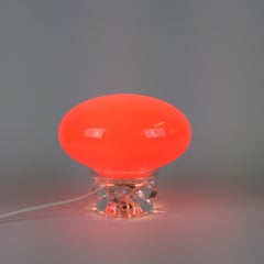 Vintage Space Age Art Glass Table Lamp, Red Mushroom, 1970s