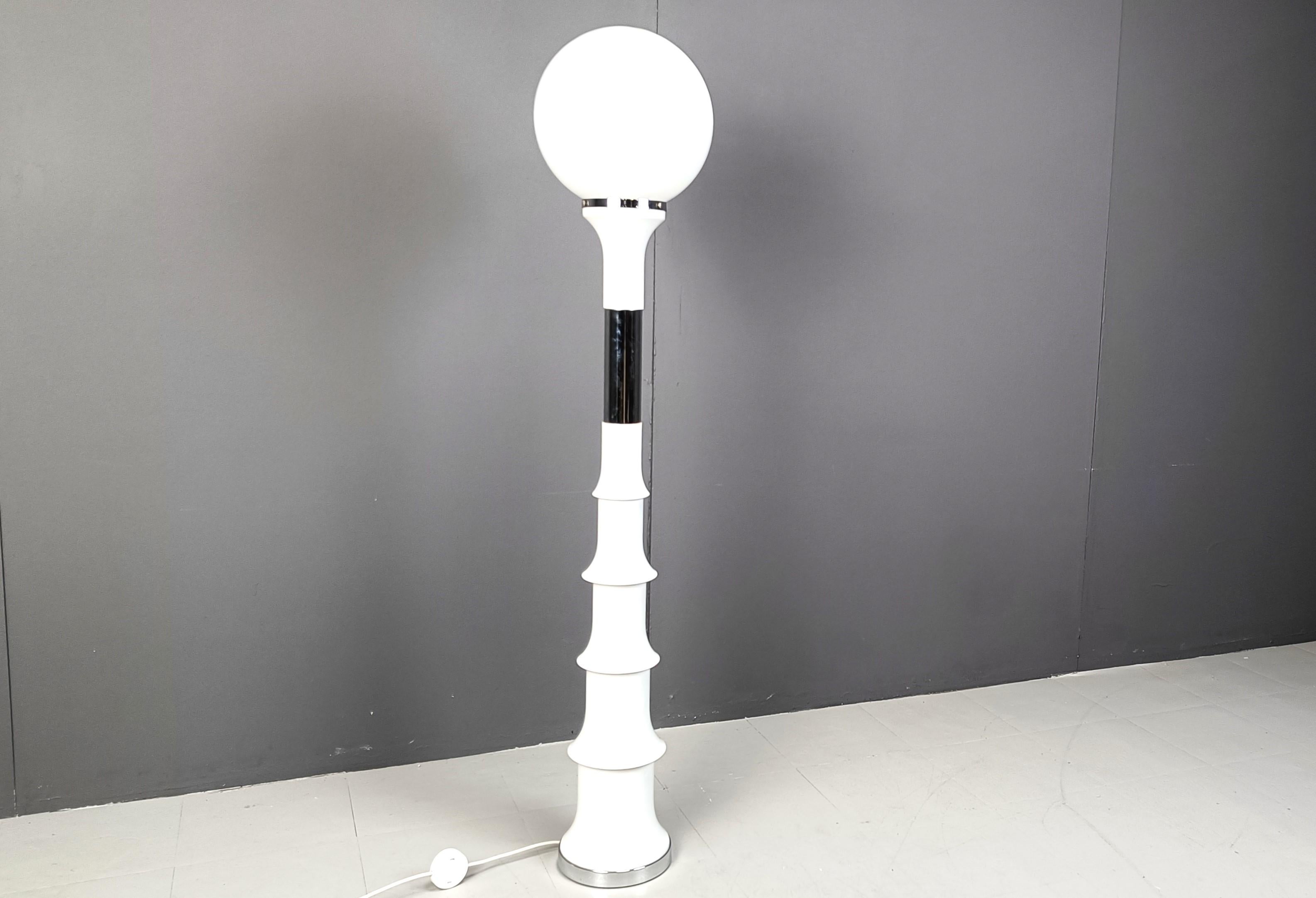 Glass Vintage Space Age Bamboo Floor Lamp by Enrico Tronconi for Vistosi, Italy, 1970s