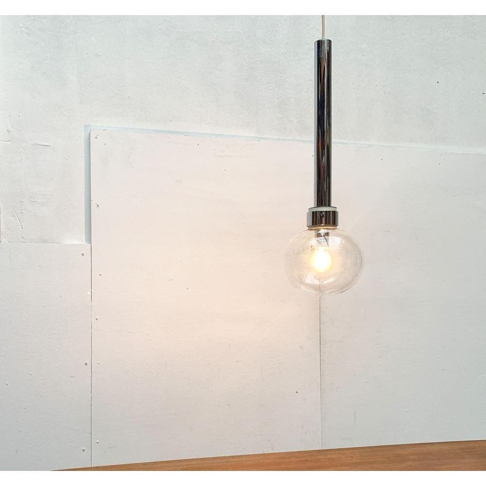 Vintage Space Age Chrome and Glass Pendant Lamp by Motoko Ishii for Staff, 1970s For Sale 4