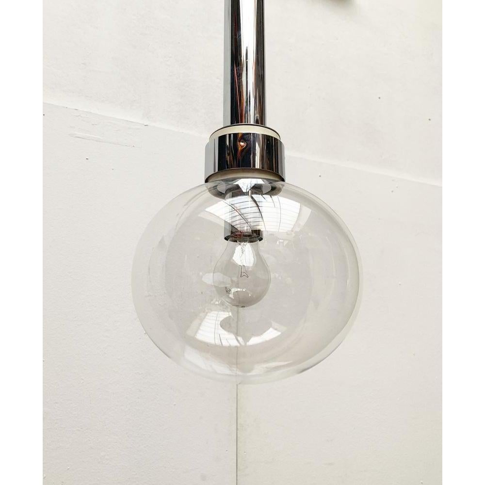 20th Century Vintage Space Age Chrome and Glass Pendant Lamp by Motoko Ishii for Staff, 1970s For Sale