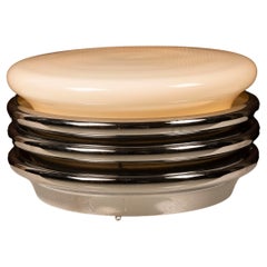 Lampe de table XL de l'ère spatiale chromée et opalin des années 1970
