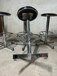 Vintage Space Age Chrome Bar Stools, Late 20th Century, Good Condition