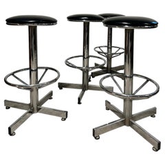 Vintage Space Age Chrome Bar Stools, Late 20th Century, Good Condition