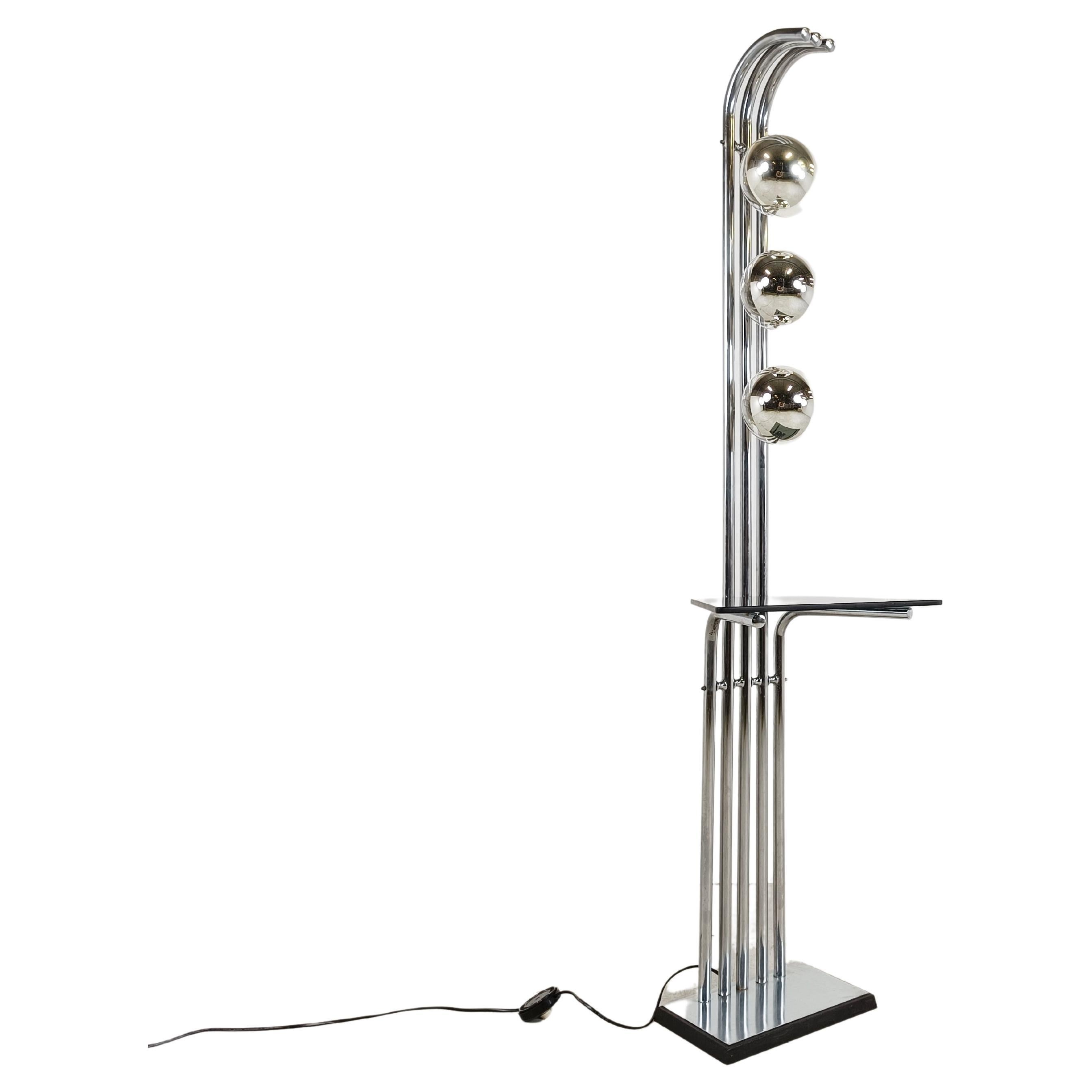 Vintage space age chrome floor lamp, 1970s For Sale