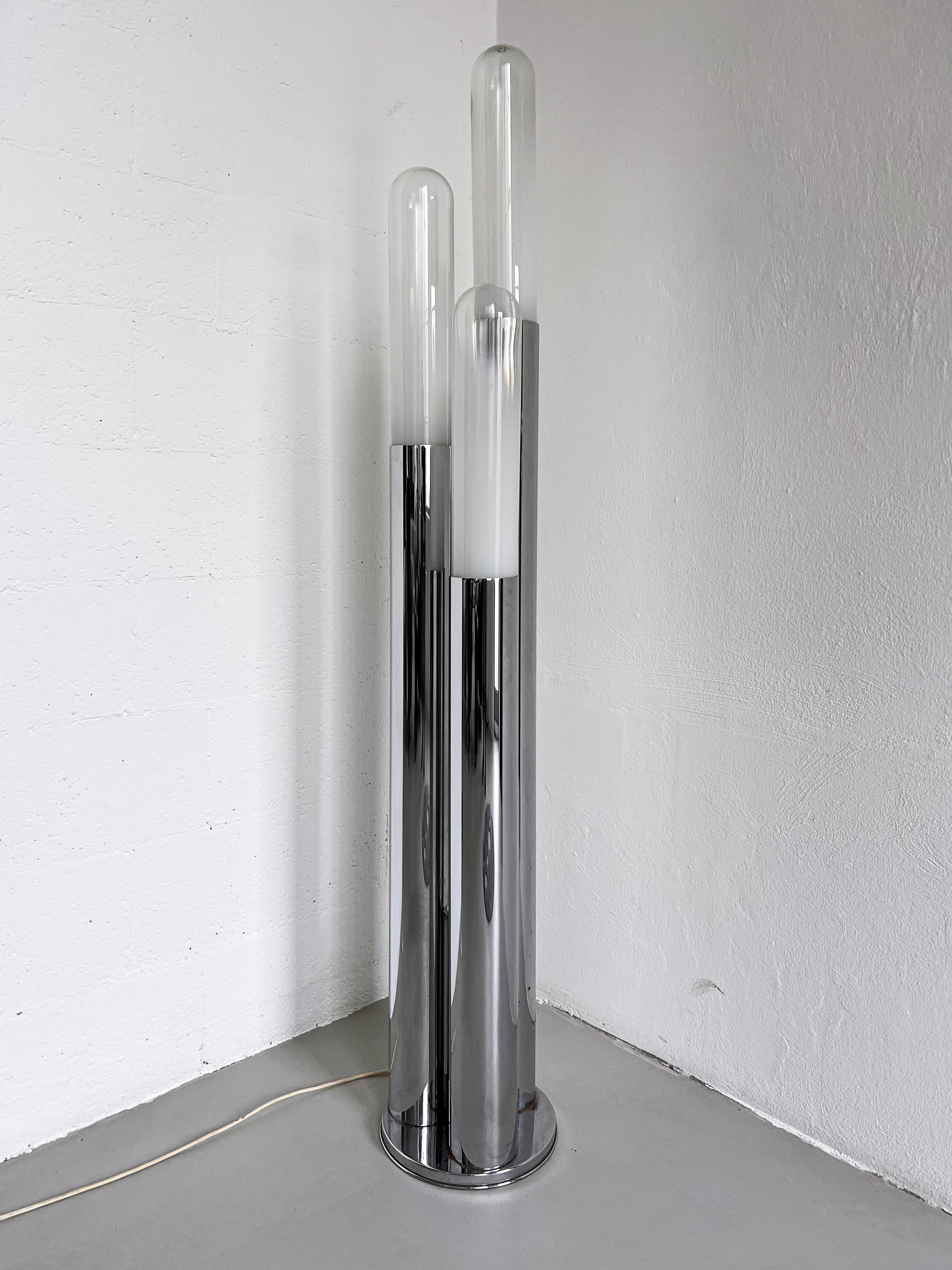 Italian Vintage Space Age Chrome Lamp by Carlo Nason for Mazzega, Made in Italy, 1960s For Sale