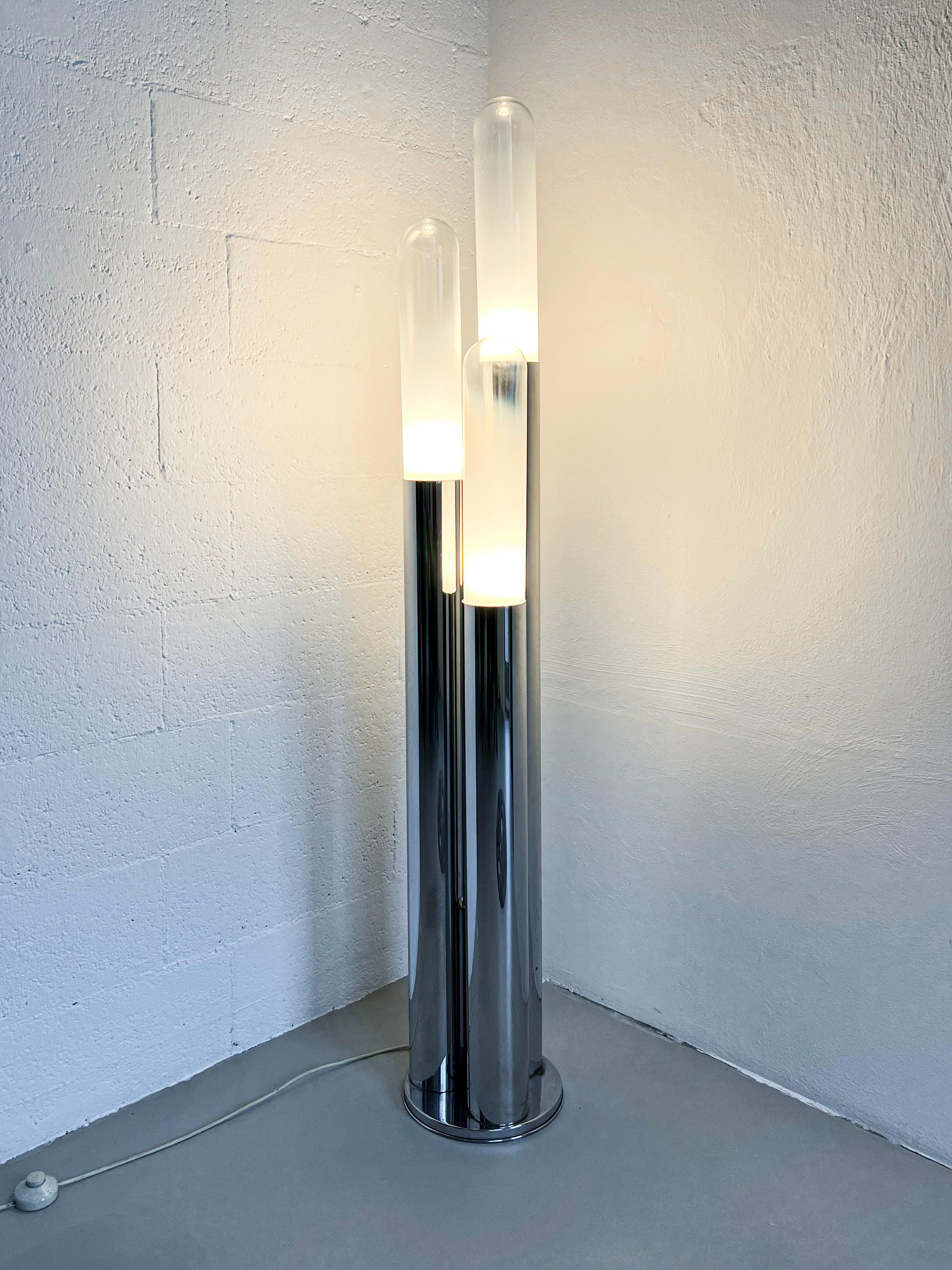 Glass Vintage Space Age Chrome Lamp by Carlo Nason for Mazzega, Made in Italy, 1960s
