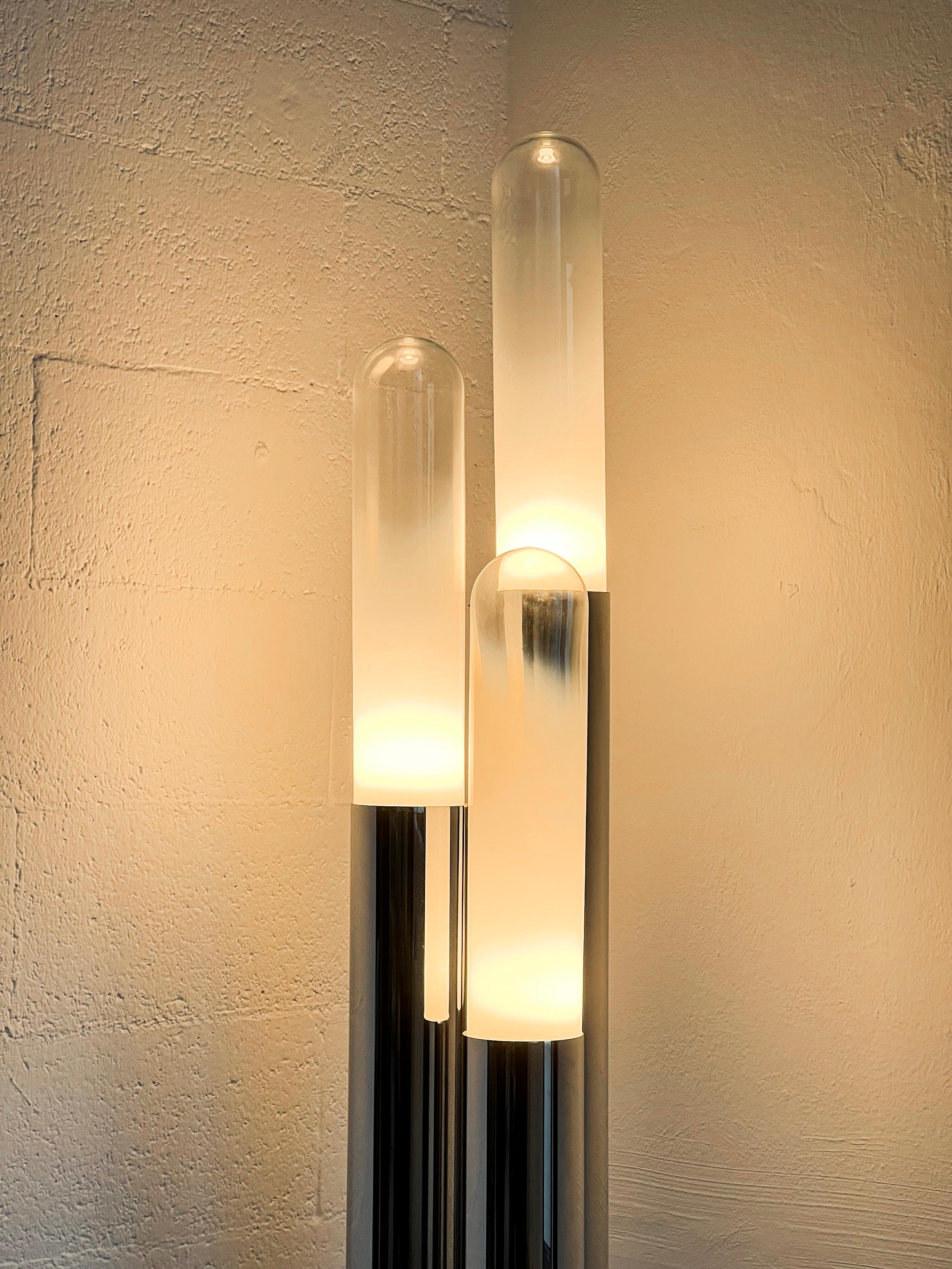 Metal Vintage Space Age Chrome Lamp by Carlo Nason for Mazzega, Made in Italy, 1960s For Sale