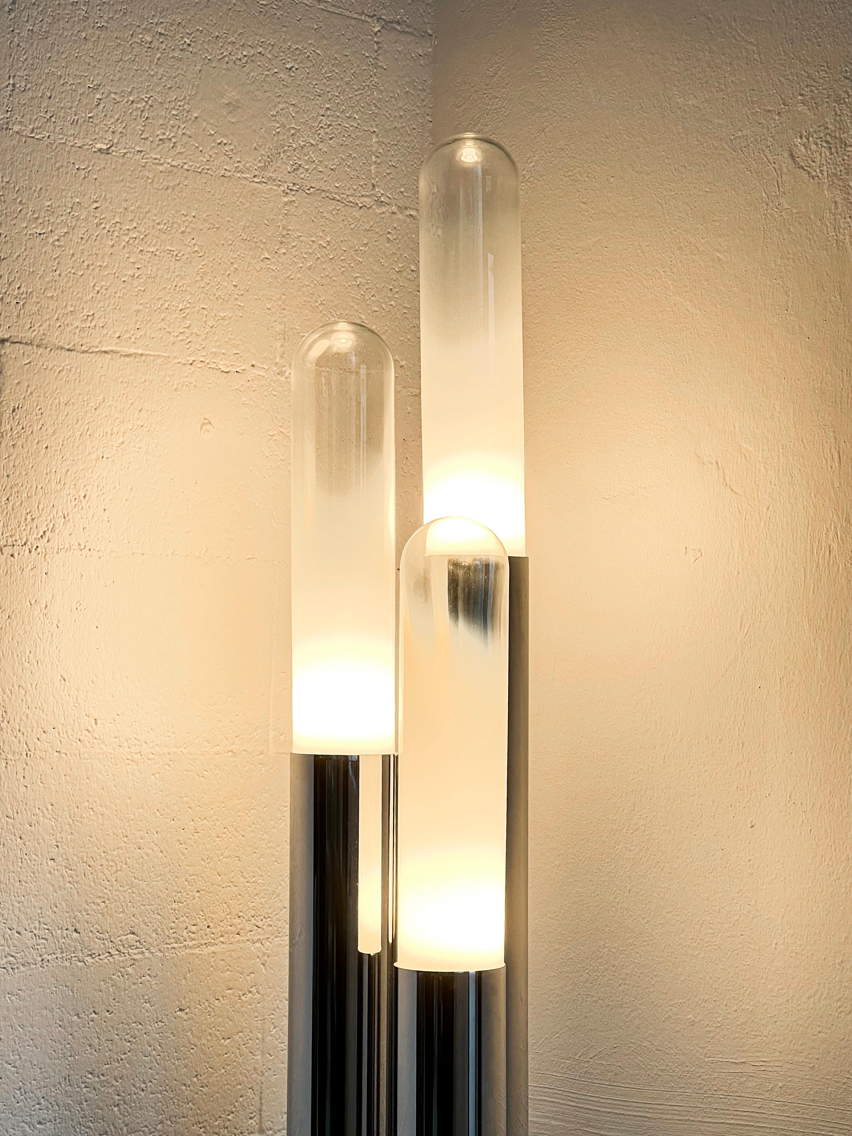 Vintage Space Age Chrome Lamp by Carlo Nason for Mazzega, Made in Italy, 1960s For Sale 1