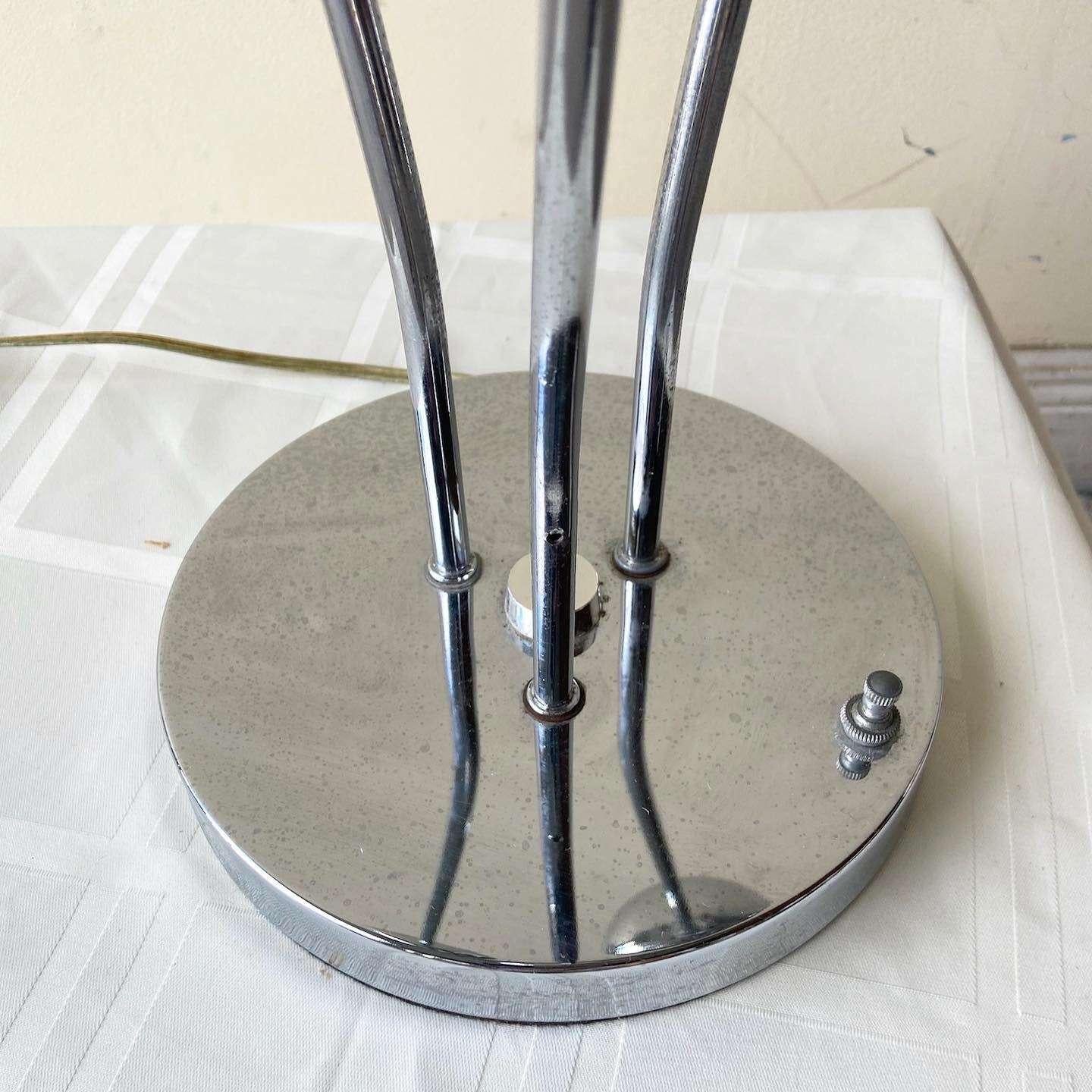 Vintage Space Age Chrome Sputnik Three Headed Table Lamp In Good Condition For Sale In Delray Beach, FL