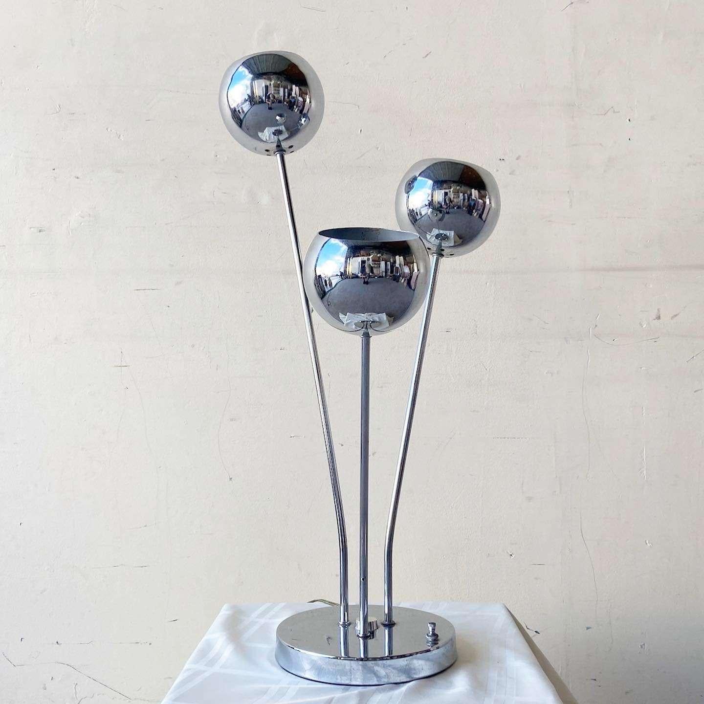 Late 20th Century Vintage Space Age Chrome Sputnik Three Headed Table Lamp For Sale