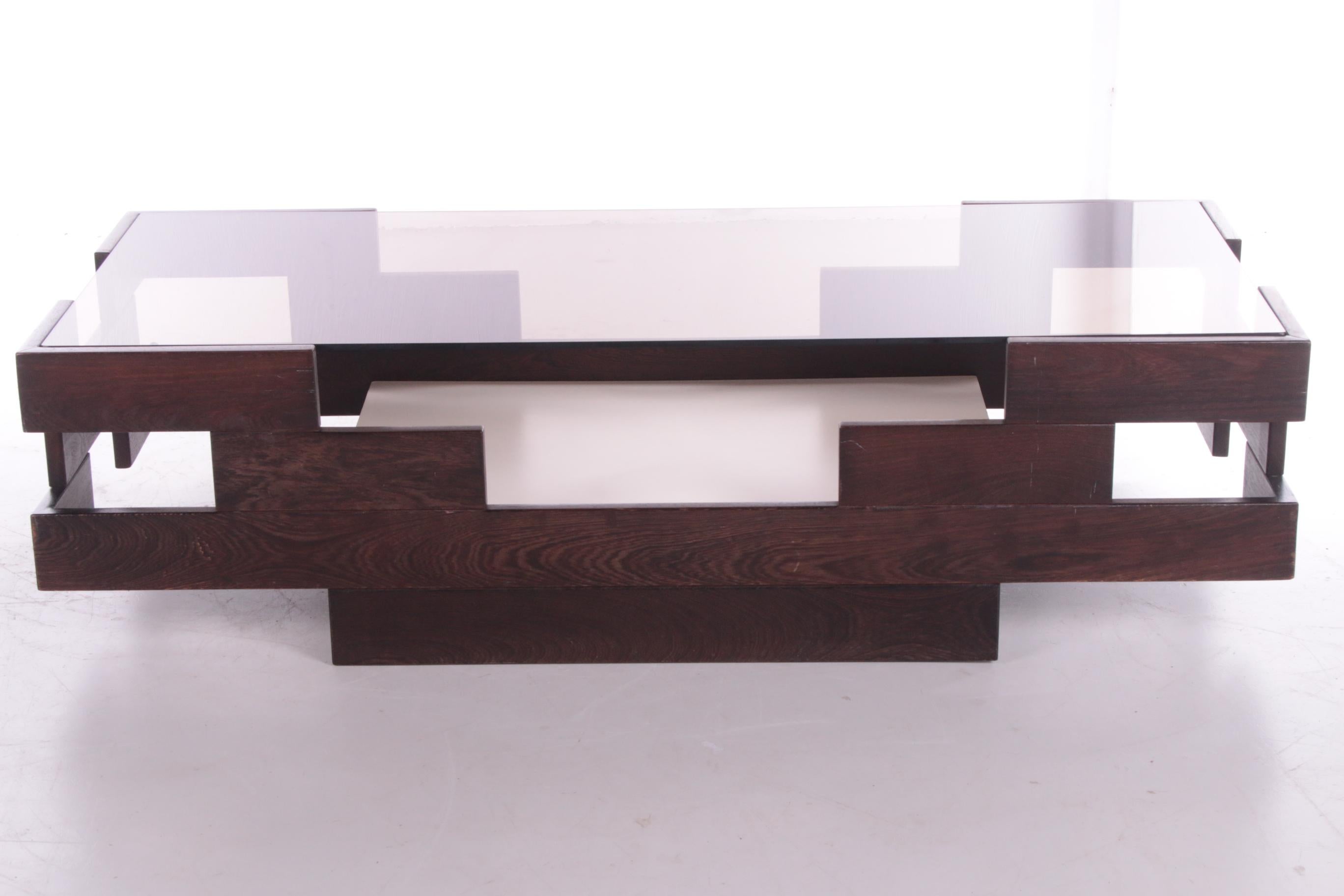 Dutch Vintage Space Age Coffee Table Made of Wenge Wood, 1960s