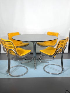 Vintage Space Age Dinner Table and Four Chairs in the Manner of Gastone Rinaldi