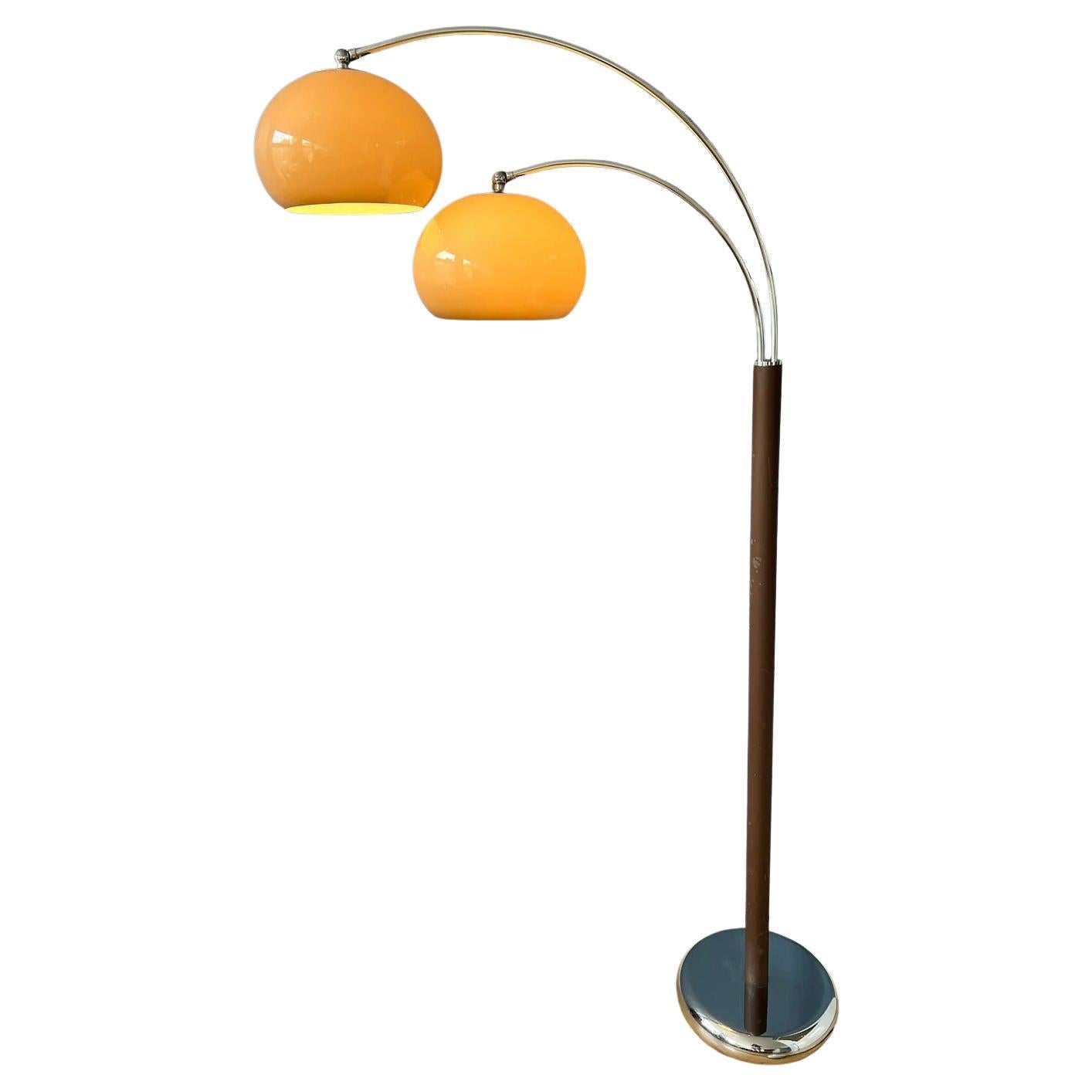 Vintage Space Age Double Arc Mushroom Floor Lamp by Dijkstra, Retro 70s For Sale