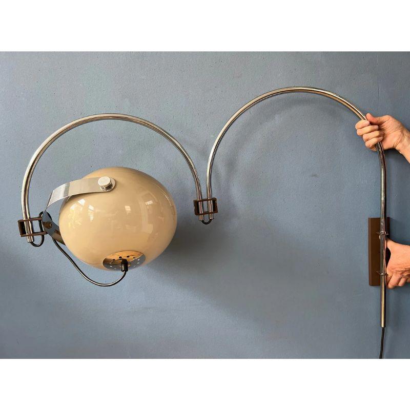 Dutch Vintage Space Age Double Arc Wall Lamp by Dijkstra, 70s Mid Century Modern