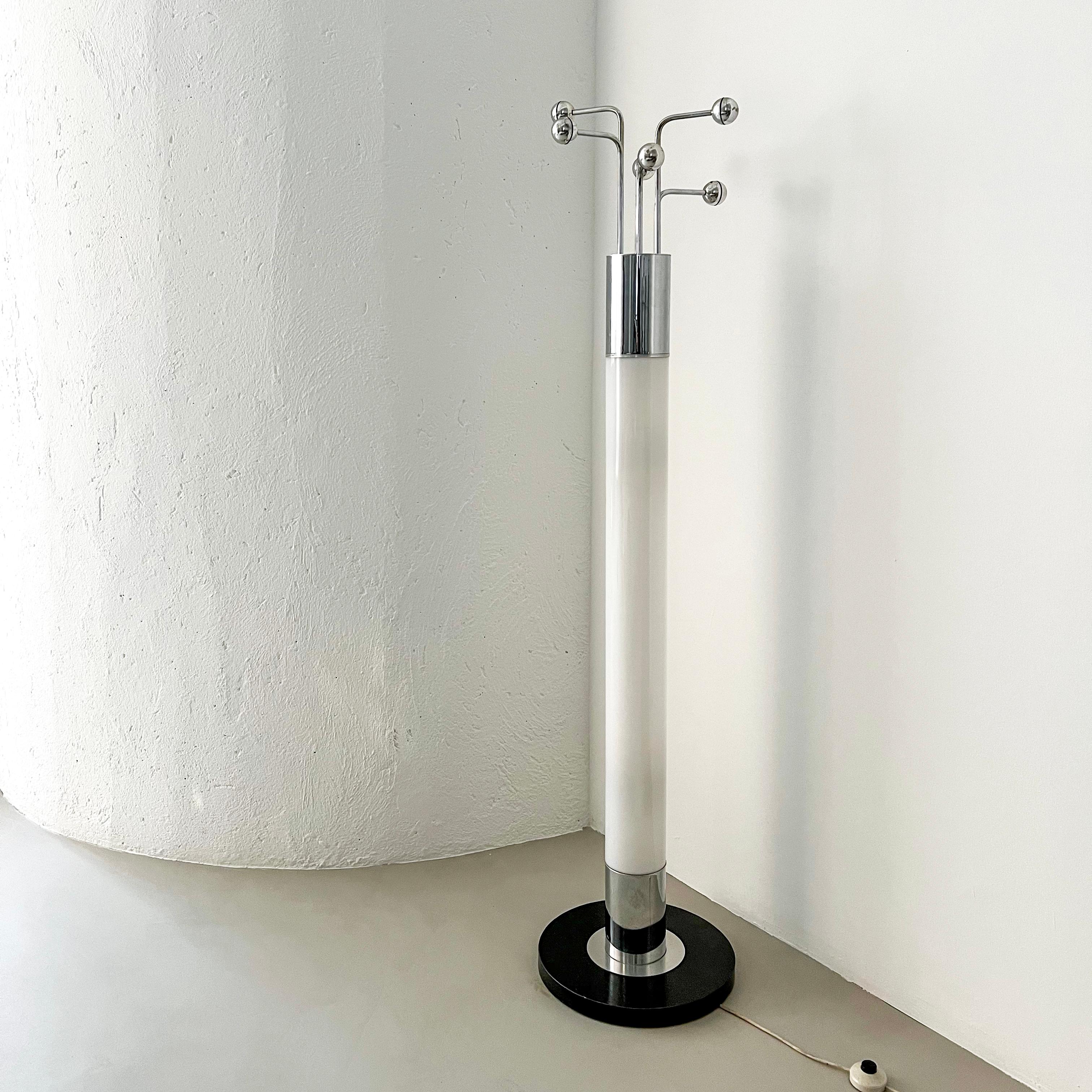 Late 20th Century Vintage Space Age Era Floor Standing Coat Rack with Integrated Lamp, Italy 1970s