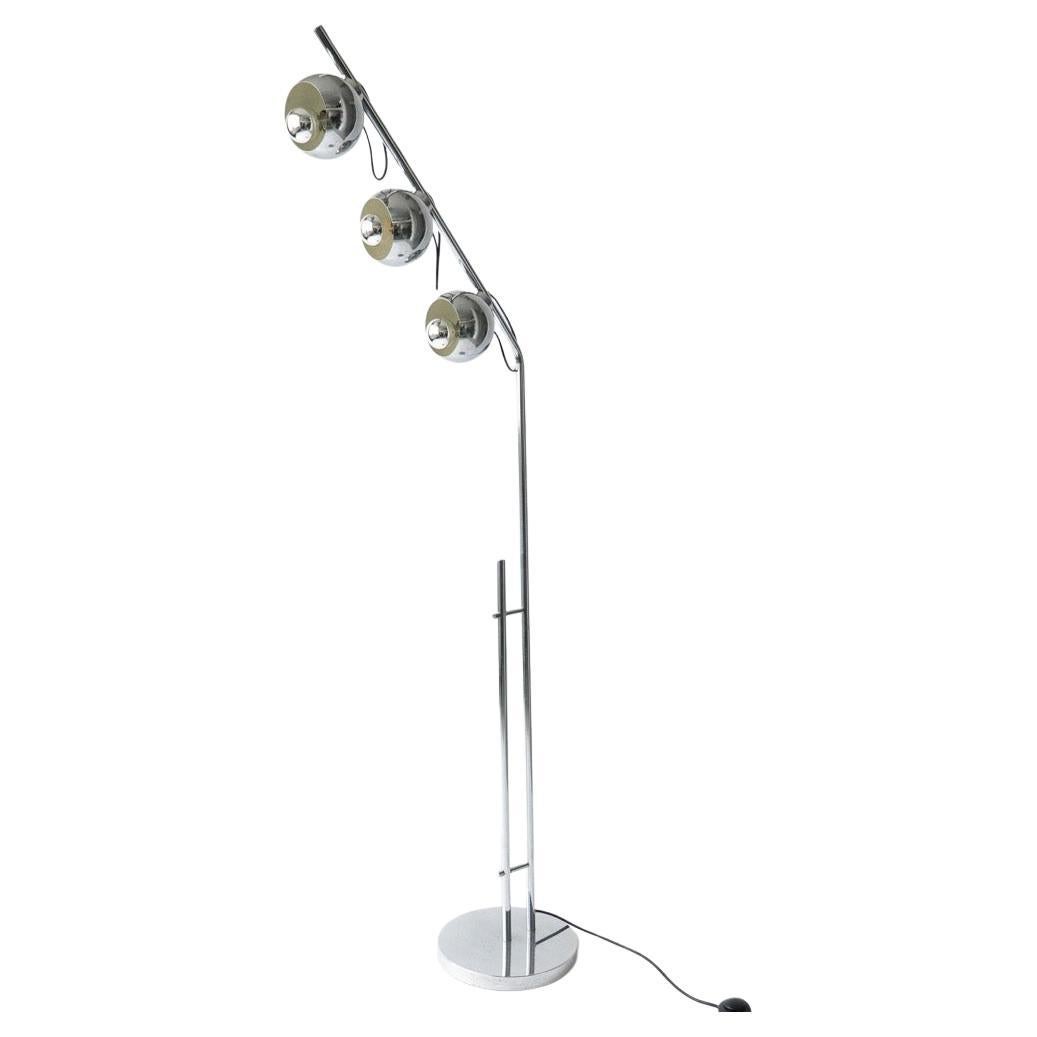 Vintage Space Age Floor Lamp in Chromed Metal With Magnetic Lights by Reggiani