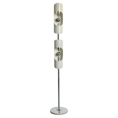 Vintage Space Age Floor Lamp in Steel and Chrome , 1970's Italian Floor lamp