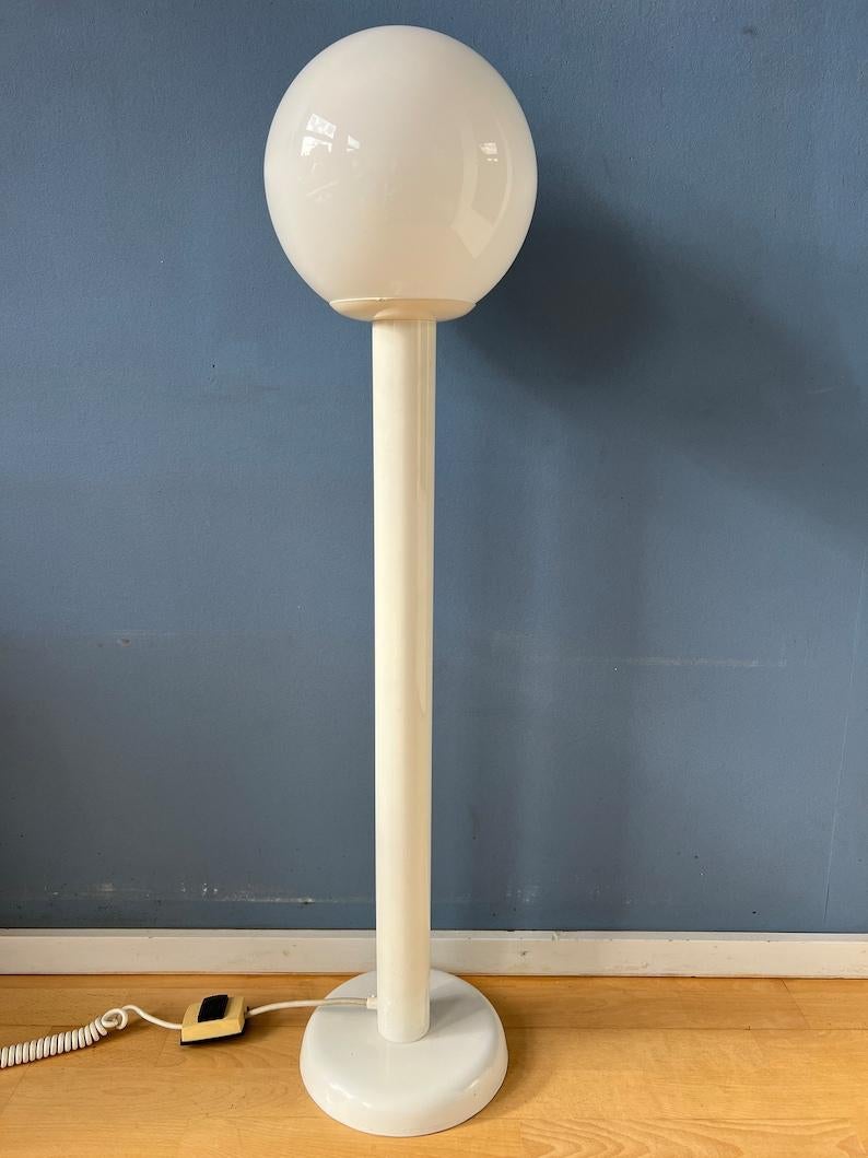 Vintage Space Age Floor or Table Lamp with Glass Shade, Retro 60s, 1970s For Sale 1