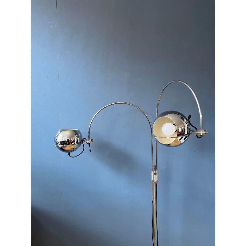 Dutch Vintage Space Age Gepo Double Arc Eyeball Floor Lamp, Mid-Century