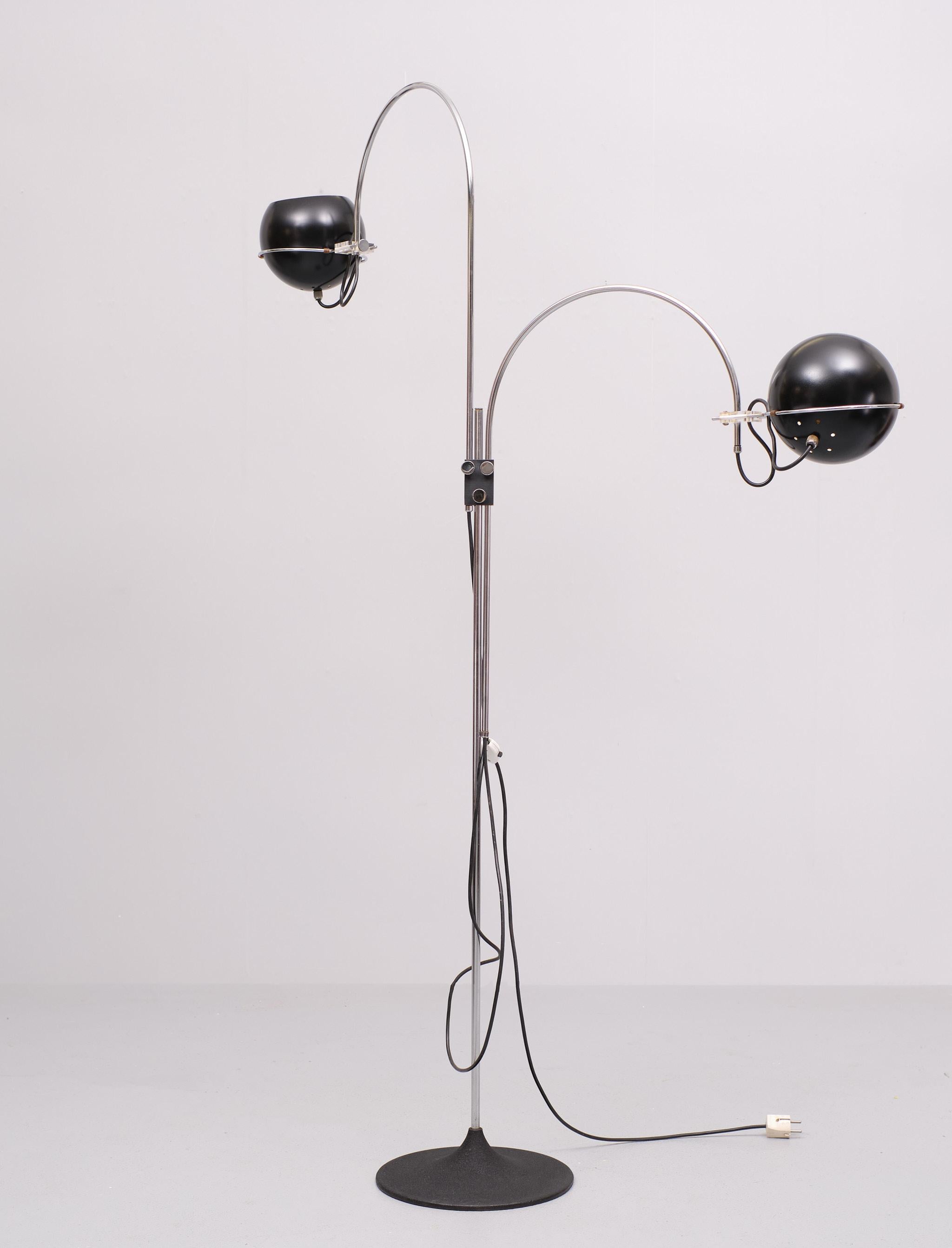 Dutch Vintage Space Age Gepo Double Arc Eyeball Floor Lamp, Mid-Century For Sale