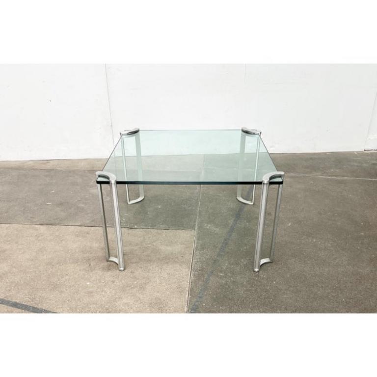 Couch-Tisch aus Glas und Aluminium aus dem Space Age-Zeitalter, Peter Ghyczy zugeschrieben, 1970er Jahre im Zustand „Hervorragend“ im Angebot in Hamburg, DE
