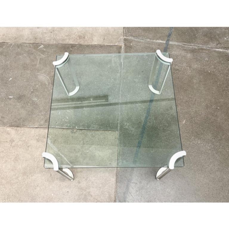 Couch-Tisch aus Glas und Aluminium aus dem Space Age-Zeitalter, Peter Ghyczy zugeschrieben, 1970er Jahre im Angebot 1