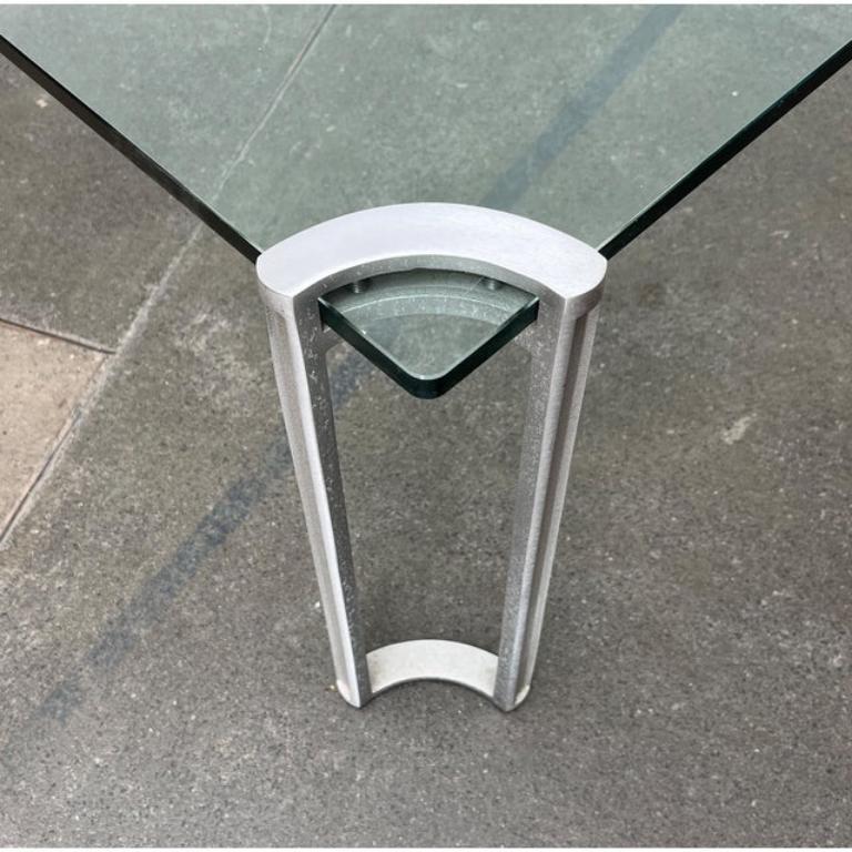 Couch-Tisch aus Glas und Aluminium aus dem Space Age-Zeitalter, Peter Ghyczy zugeschrieben, 1970er Jahre im Angebot 5