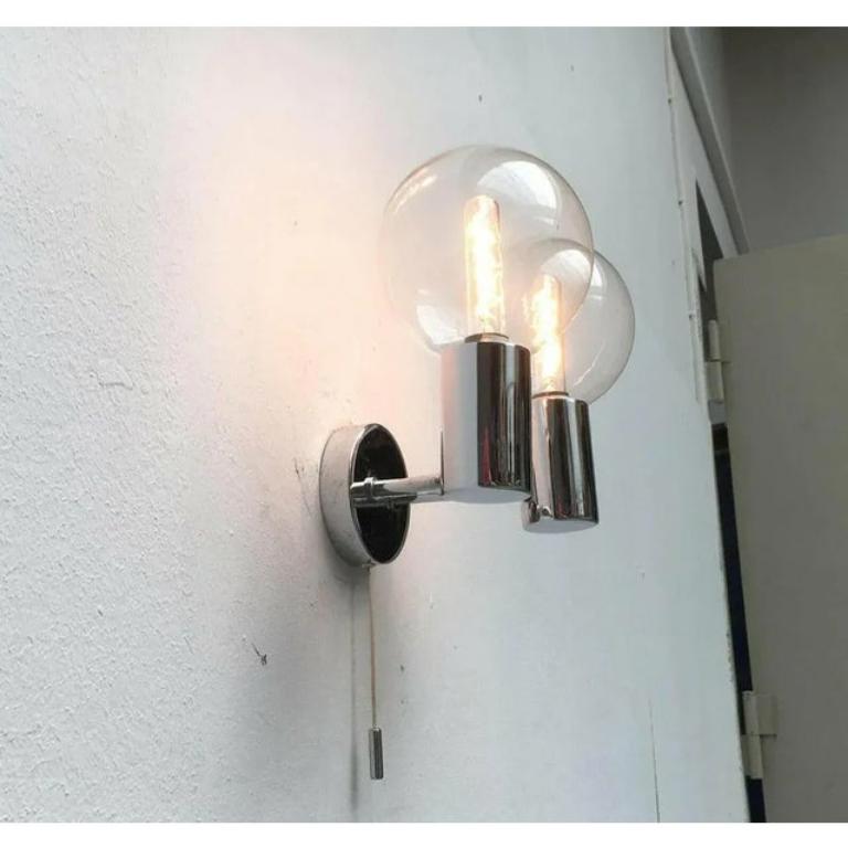 Vintage Space Age Glass and Metal Wall Lamp by Motoko Ishii for Staff, 1970s For Sale 1