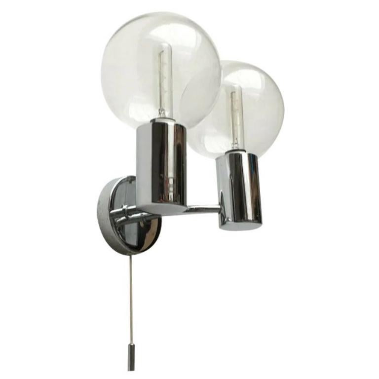Vintage Space Age Glass and Metal Wall Lamp by Motoko Ishii for Staff, 1970s