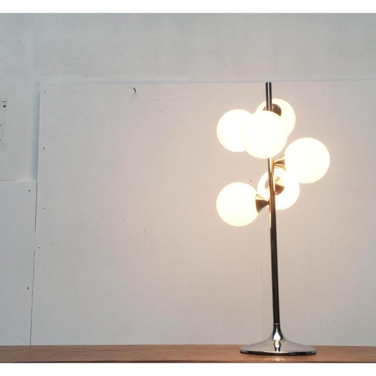 Lampe de bureau vintage en verre et métal de l'ère spatiale, 1970 en vente 1