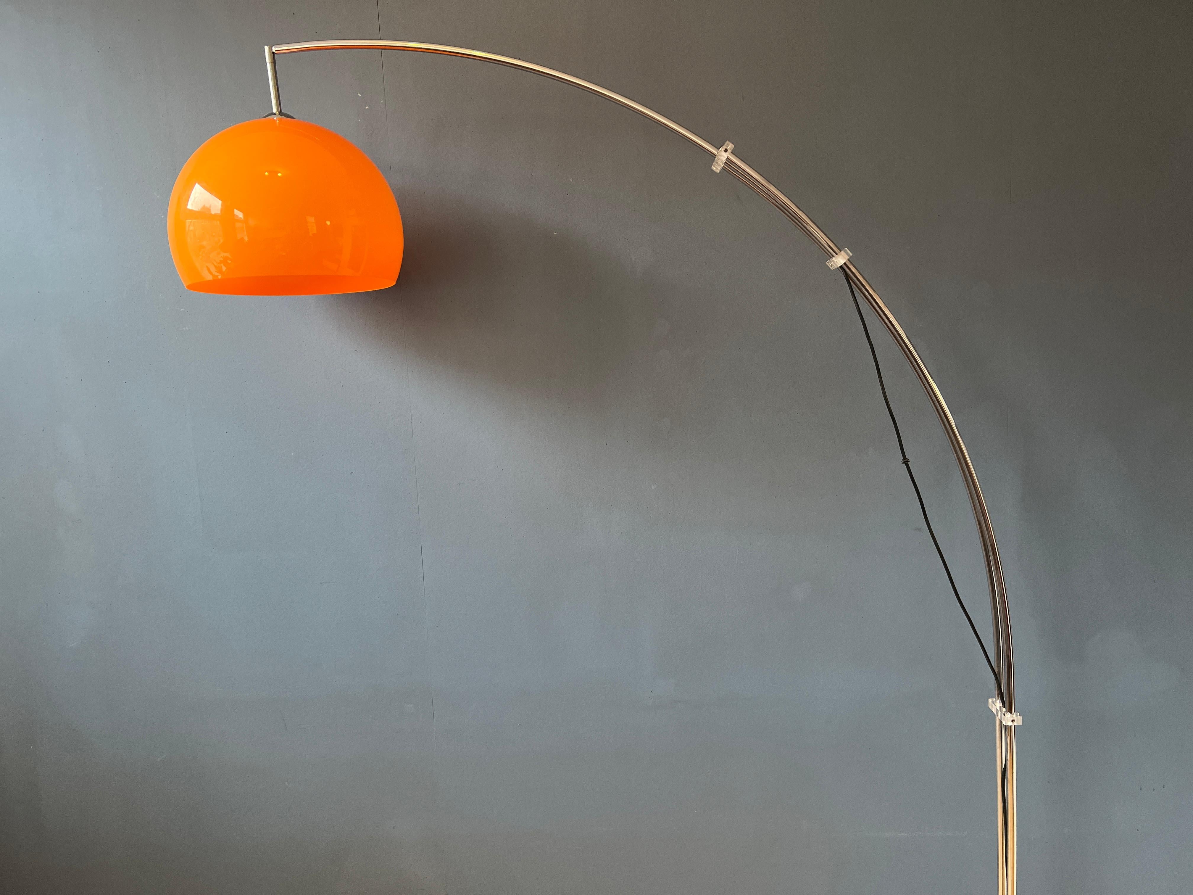 Vintage Space Age Goffredo Reggiani Arc Floor Lamp with Orange Mushroom ...