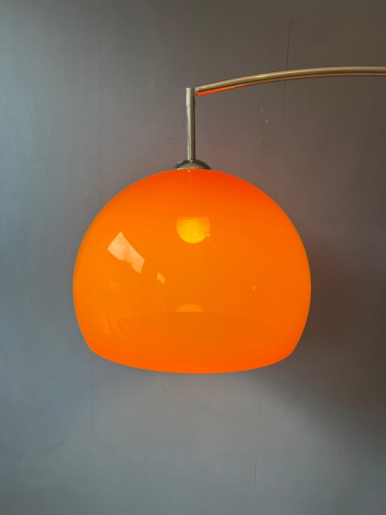 Vintage Space Age Goffredo Reggiani Arc Floor Lamp with Orange Mushroom ...