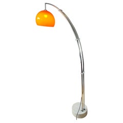 Vintage Space Age Goffredo Reggiani Arc Floor Lamp with Orange Mushroom Shade
