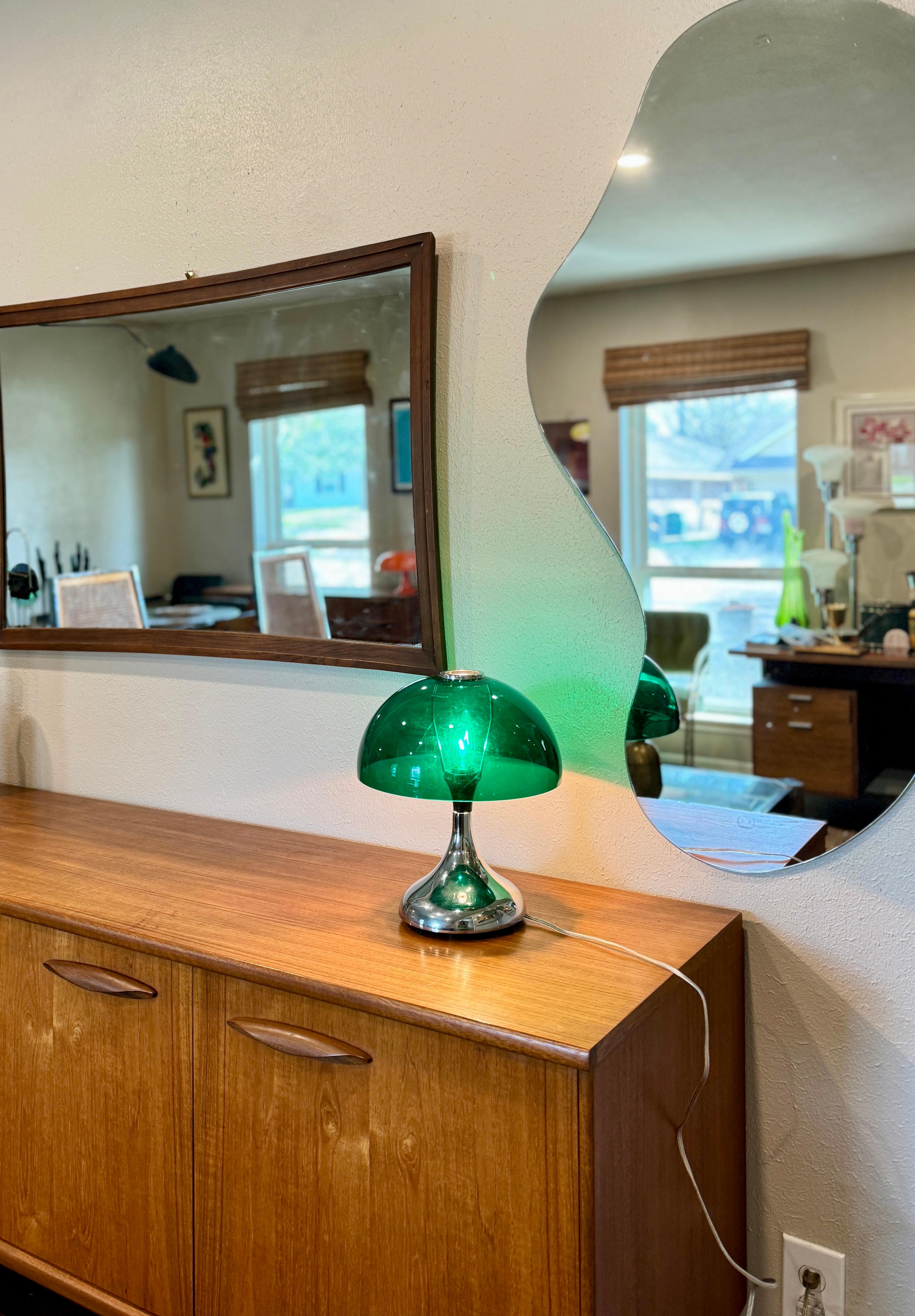 Late 20th Century Vintage space age green and chrome mushroom touch lamp, circa 1970s For Sale
